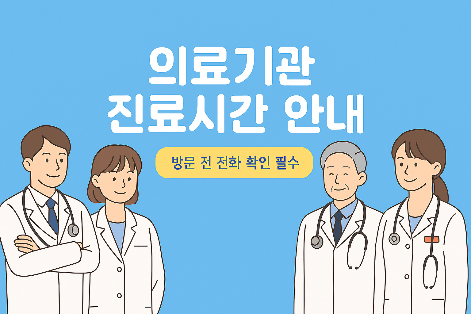 의료기간 진료시간 안내 - 방문 전 전화 확인 필수